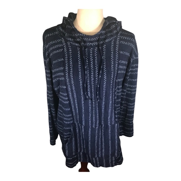 Pure Jill Indigo Oversized Hooded Baja Shirt - Picture 3 of 8